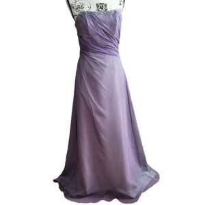 DaVinci Lavender Strapless A-Line Prom Gown with Beaded Bodice